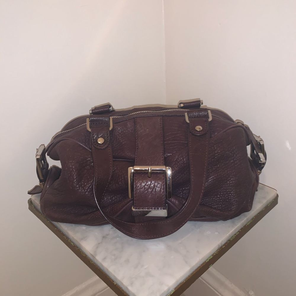 Genuine Leather Plum Shoulder Bag